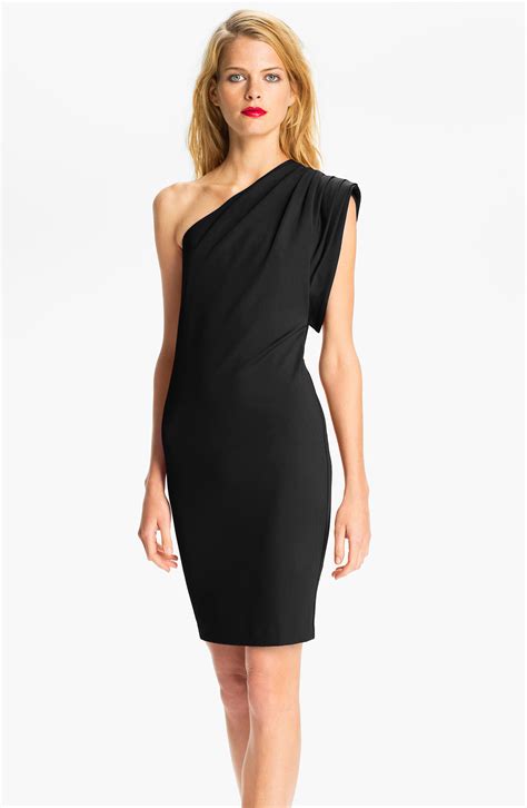 Ted Baker One Shoulder Jersey Sheath Dress In Black Lyst