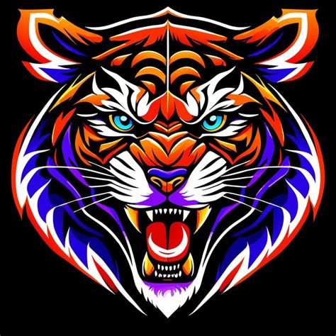 Premium Vector | Vector tiger roaring profile