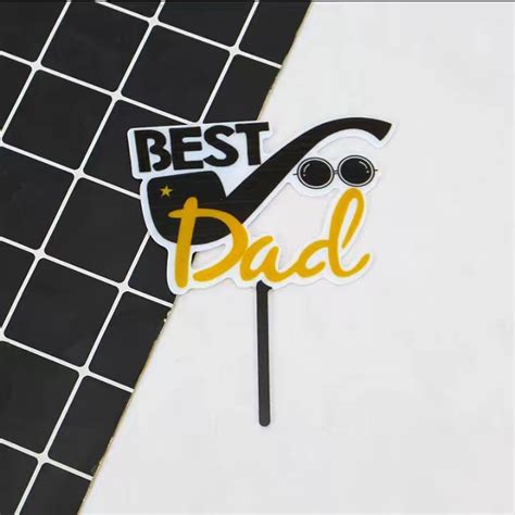 Ins Happy Fathers Day Theme Best Dad Acrylic Cake Topper Baking Props