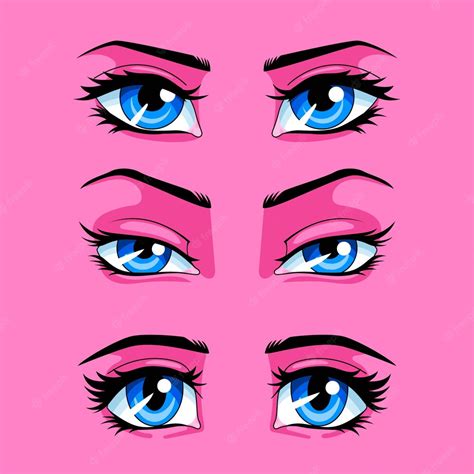 Free Vector | Hand drawn blue eyes cartoon illustration