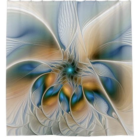 Soaring Abstract Fantasy Fractal Art With Blue Shower Curtain Zazzle