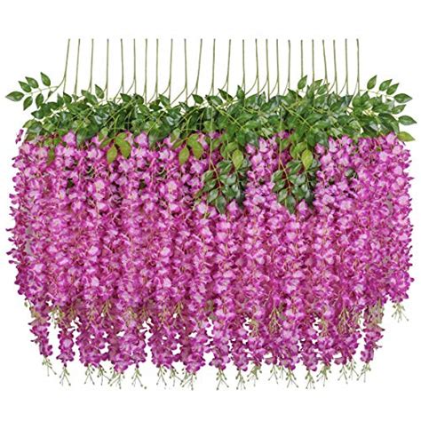 Pauwer Wisteria Hanging Flowers 12 Pack Fake Flower Garland Artificial