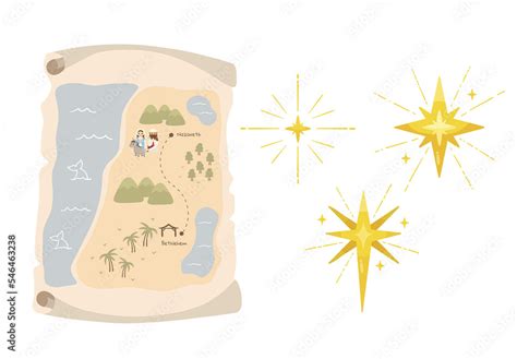 The North Star of Bethlehem and Map of Nazareth to Bethlehem Christmas ...