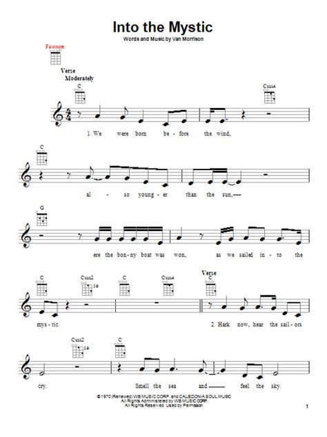 Into The Mystic By Van Morrison Sheet Music For Ukulele At Sheet Music