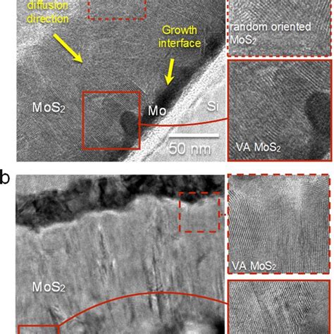 Tem Micrograph Of Va Mos2 Grown On Si Substrate At 800 °c For 2 H With