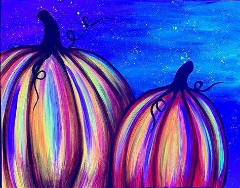 Paint And Sip Black Light Party Glowing Pumpkins Downtown Livermore Ca