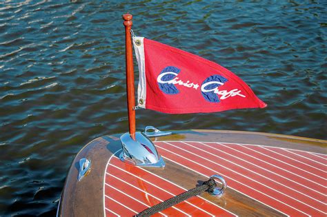 1950s Chris-Craft Mahogany Runabout and Bow Flag Photograph by Mark ...