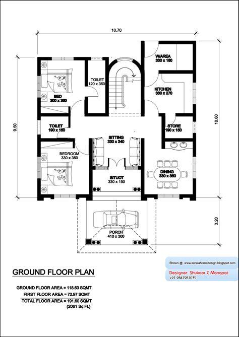 Floor Plan And Elevation Of 2398 Sq Ft Contemporary Villa Bungalow