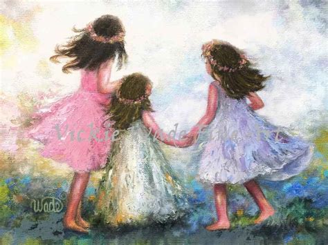 Three Sisters Art Print Three Girls Ring Around The Rosy Three