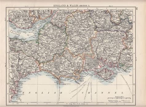 Vittoriano Mappa Inghilterra E Galles Sezione Isola Di Wight