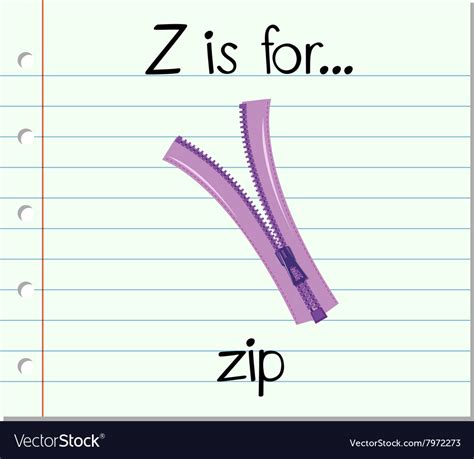 Flashcard Letter Z Is For Zip Royalty Free Vector Image