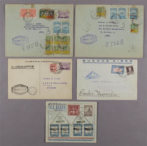 Lot Airship Graf Zeppelin Flown Postal Covers And Postcard