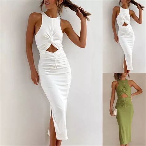 Robe Longue Fendue Femme Sexy Creuse Taille Bodycon Pour V Tements De