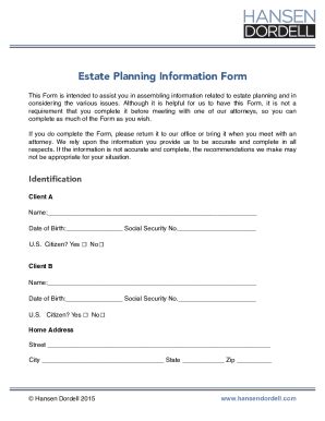 Fillable Online Estate Planning Information Form Lms V Docx Fax Email