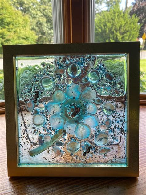 Sea Shell Glass Window Art Coastal Seascape Resin Art Free Standing