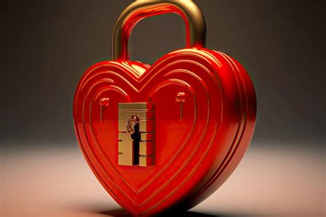 Symbole Du Couple Amoureux Coeur De Cadenas Rouge Avec Trou De Serrure