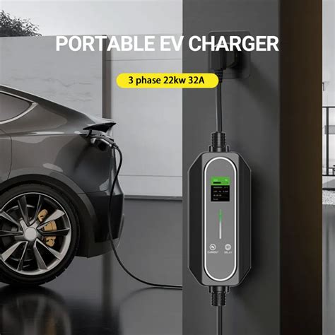 22kw Ev Charger Portable Three Phase 380V 32A OEM ODM Three Portable Ev