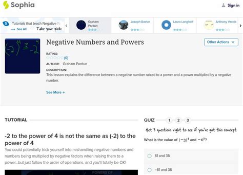 Sophia Negative Numbers And Powers Instructional Video For 9th 10th Grade Lesson Planet