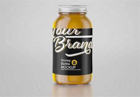 Premium PSD | Colored honey jar label mockup