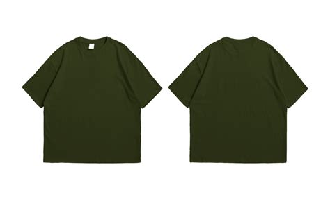 camiseta verde militar oversize delante y detrás fondo transparente