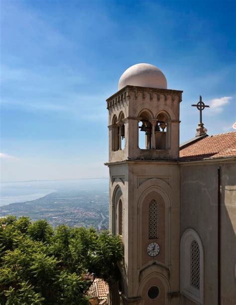 Vista Da Cidade De It Lia Sic Lia Castelmola Da Torre Sineira Da