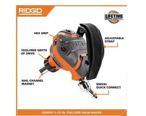 Ridgid R Pnf Pneumatic In Full Size Palm Nailer