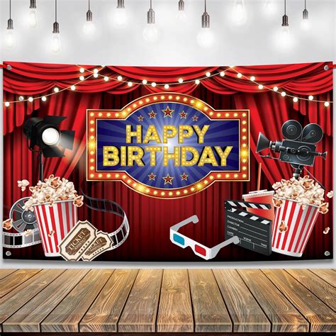 KatchOn Large Movie Night Birthday Banner 72x44 Inch Movie Night