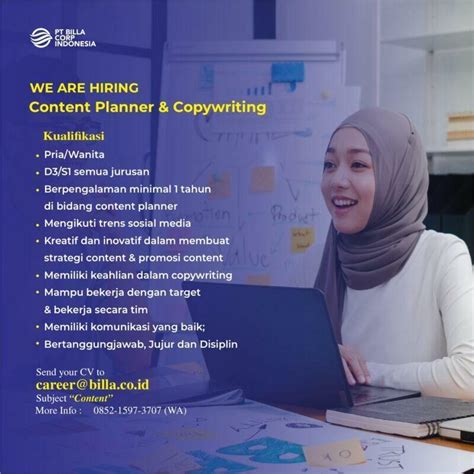 Lowongan Kerja Content Planner Copywriting Kol Management Di Pt