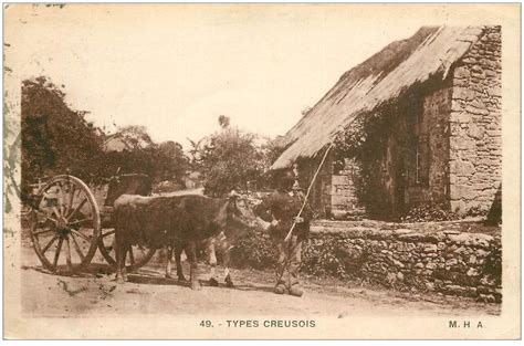 23 LA CREUSE Paysan Et Attelage De Boeufs