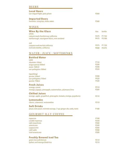 Menu At Marriott Cafe Pasay 2 Resort Dr