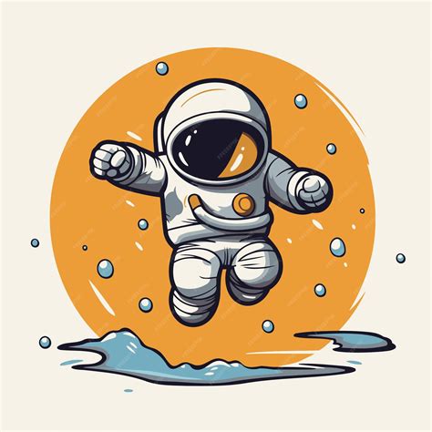 Astronauta Volando En El Espacio Exterior Ilustración Vectorial De Dibujos Animados Vector Premium