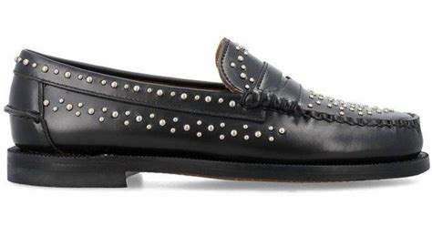 Sebago Dan Stud Embellished Slip On Loafers In Black Lyst