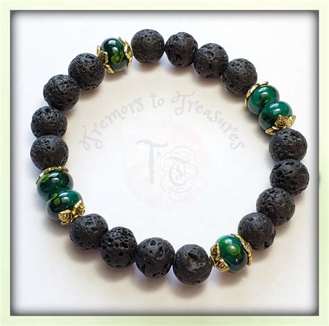 Black Lava Bead Bracelet Stretch Lava Stone Bracelet Diffuser