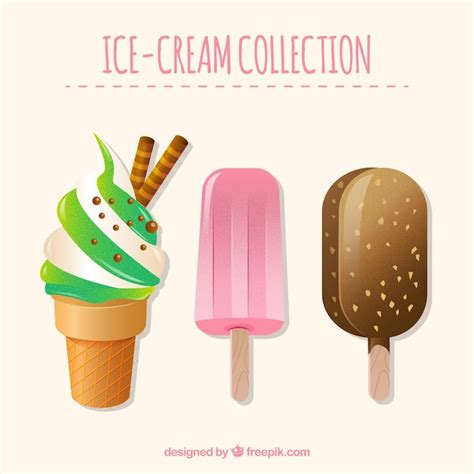 Set De Tres Helados Deliciosos En Diseño Realista Vector Gratis