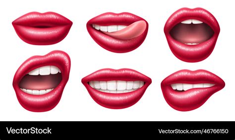 Realistic Female Lips Gloss Mouths With Bright Vector Image