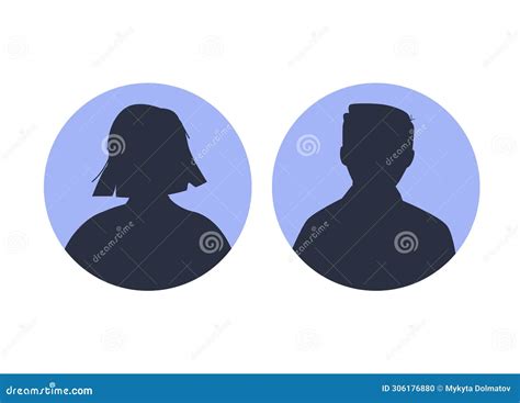 A Vector Illustration Depicting Male And Female Face Silhouettes Or