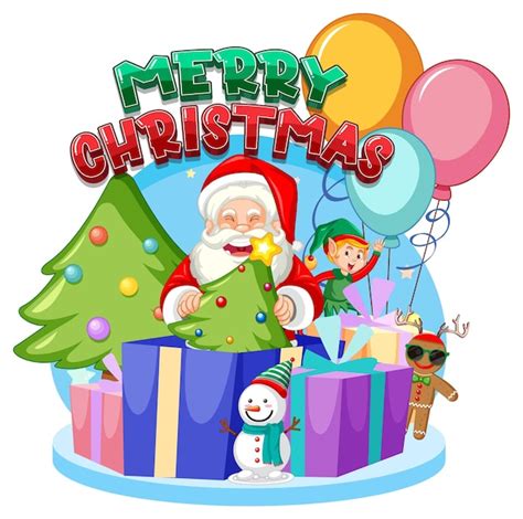 Premium Vector Merry Christmas Sign Icon Cartoon