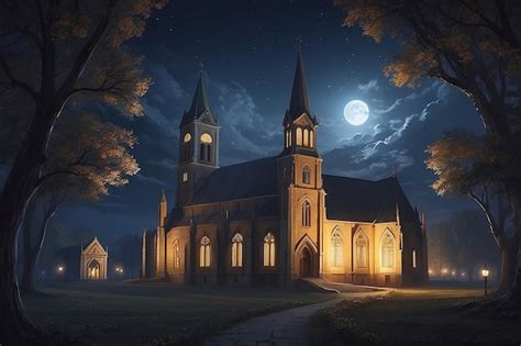 Premium Photo | Church in night