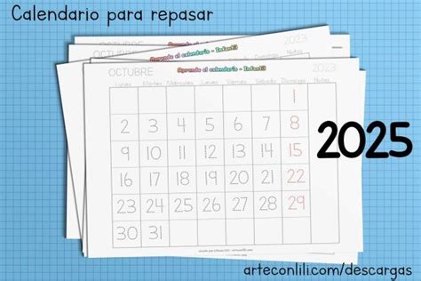 Calendario Infantil Para Imprimir 2025 Repasa Números Y Letras