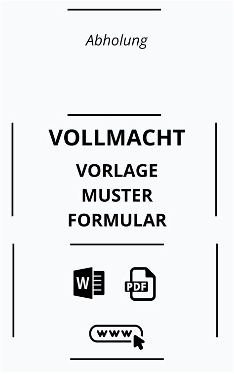 Vollmacht F R Abholung Vorlage Muster