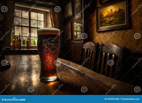 Refreshing Ice Cold Beer Pint Glass Generative Ai Stock Illustration