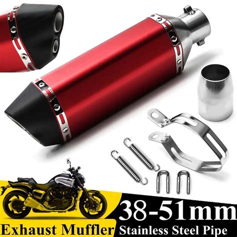 Motorcycle Exhaust Universal Muffler Motorbike 38 51mm Double Air Outlet Exhaust Atv Scooter