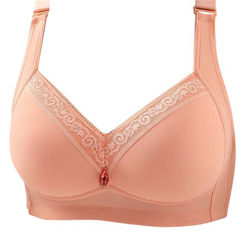 Bigersell Women Plus Size Full Coverage Wireless Bras Ladies Lace V Neck Push Up Bra No