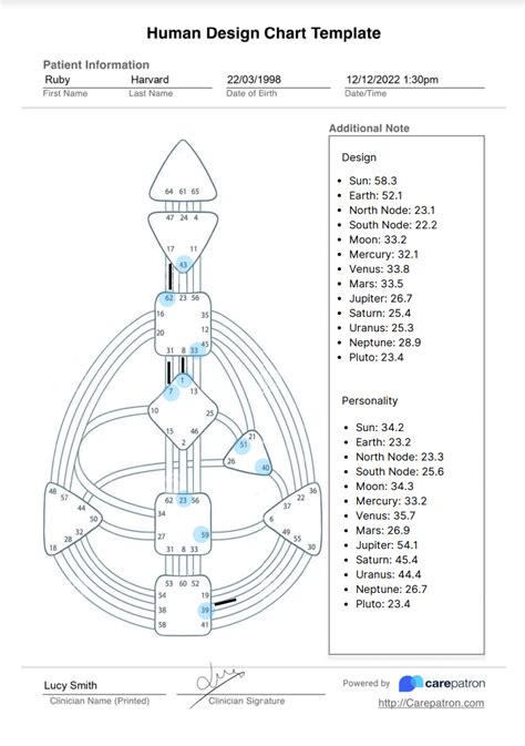 Human Design Chart Template & Example | Free PDF Download