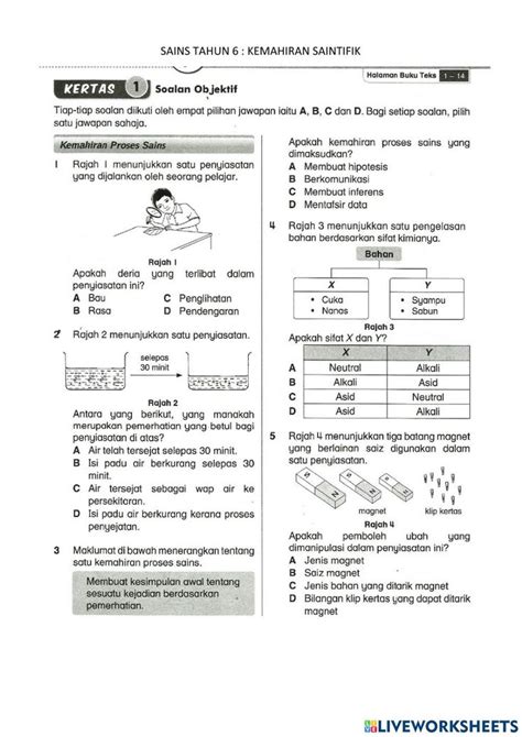 Sains Tahun Kemahiran Saintifik Worksheet In School Subjects