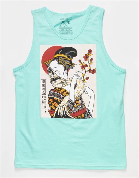 Riot Society Geisha Veil Mens Tank Top Mint Tillys