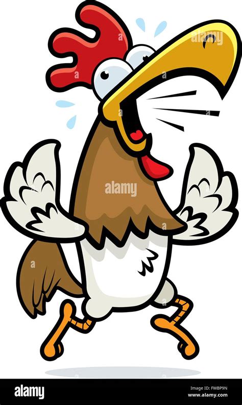 A Cartoon Rooster Running And Crowing Stock Vector Image And Art Alamy