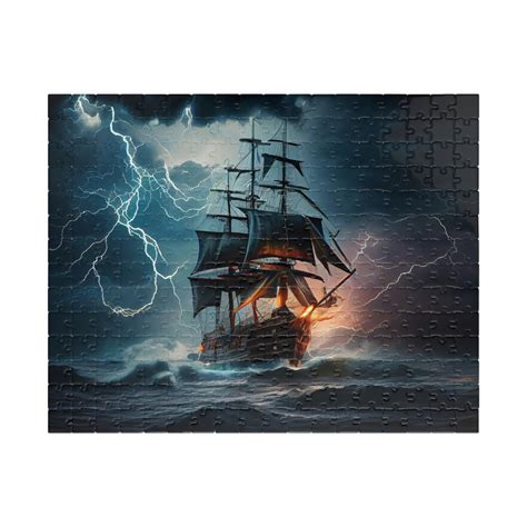 Jigsaw Puzzle Ship in a Storm Puzzle Pirate Ship Puzzle Gifts Puzzles ...