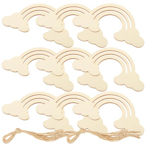 Nuolux Set Wooden Rainbow Shape Cutouts Diy Craft Blank Rainbow Slices