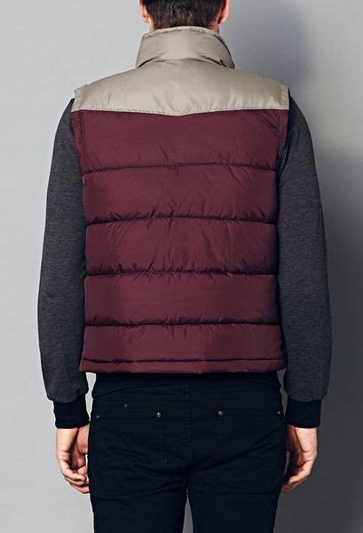 21men Classic Colorblocked Puffer Vest In Purple For Men Burgundytaupe Lyst